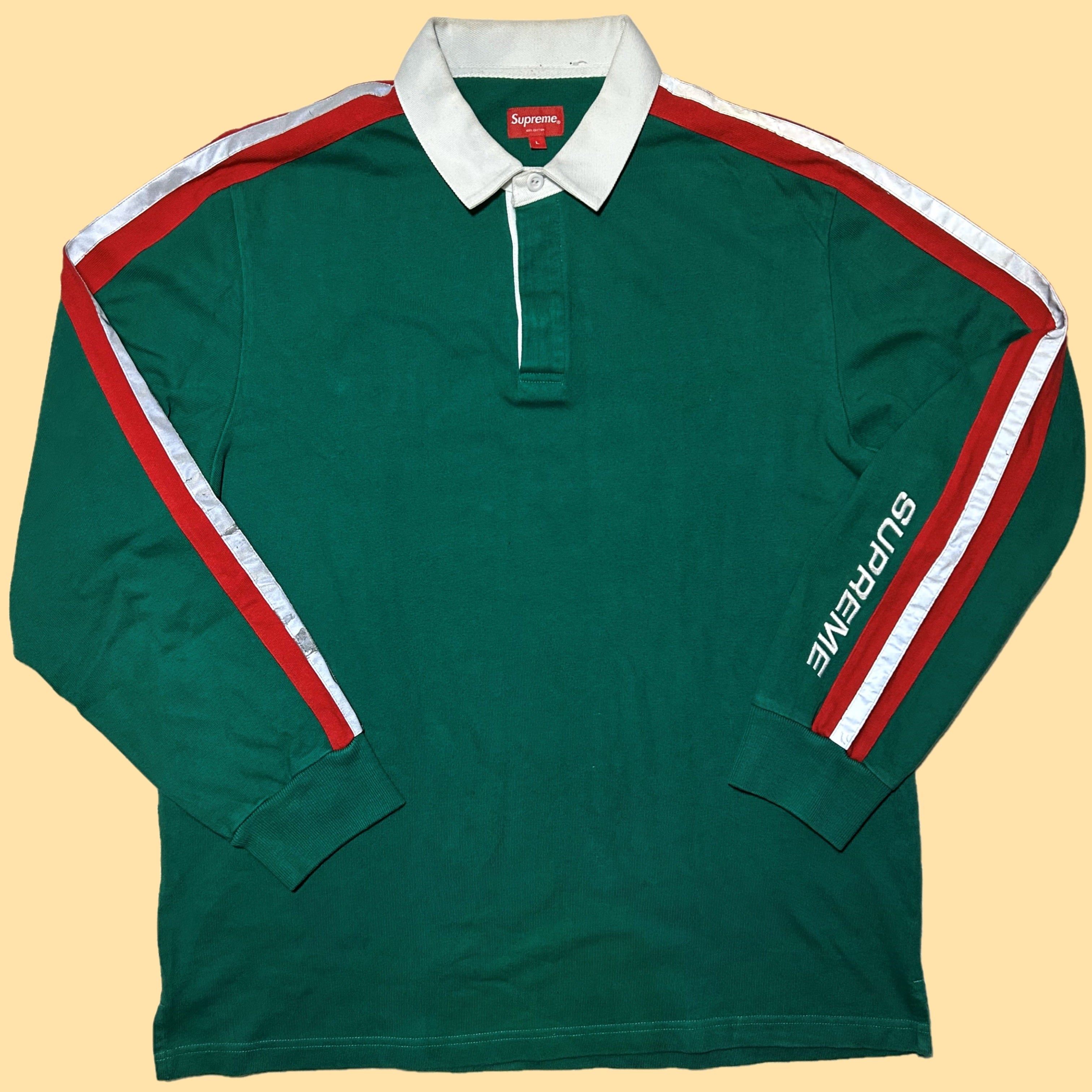 Supreme Reflective Sleeve Stripe Rugby Shirt (Spring/Summer 2018