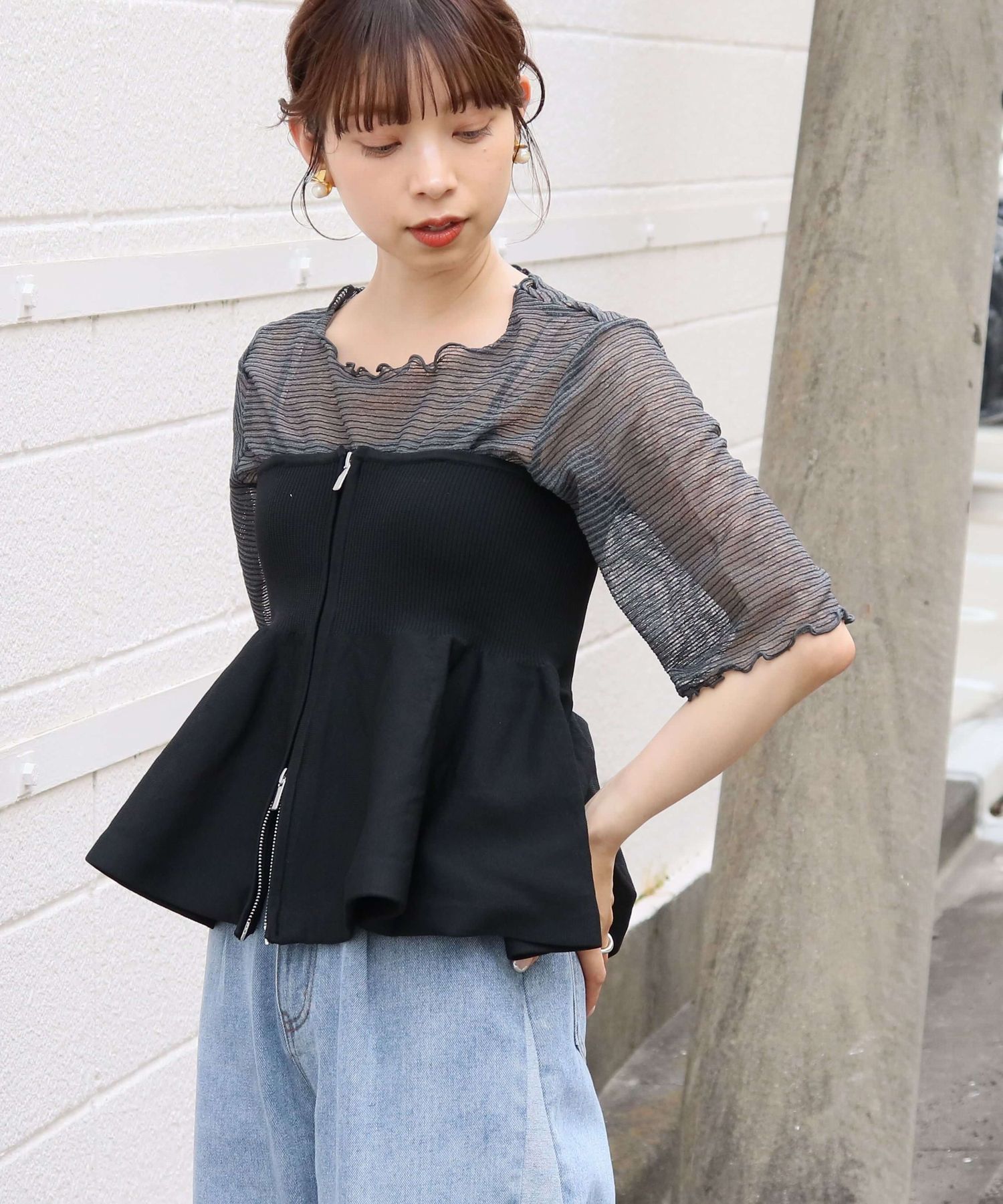 tiptop+pocket ティップトッププラスポケット / シアーボーダー5分袖T