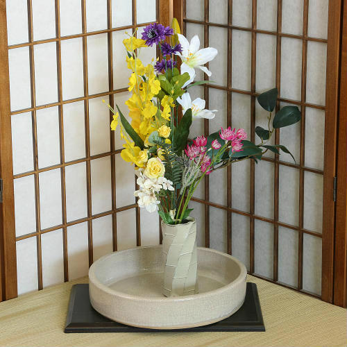 楽天市場】信楽焼 水盤 白 貫入 切立 丸 10号 生け花 花器 池坊 小原流