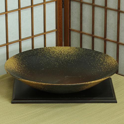 楽天市場】信楽焼 水盤 窯肌 ぼかし ソリ 丸 13号 生け花 花器 池坊