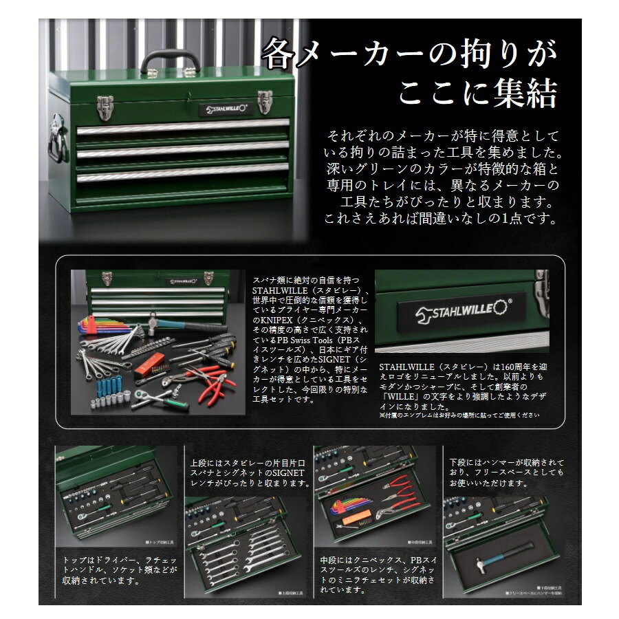 楽天市場】STAHLWILLE PB SWISS TOOLS KNIPEX SIGNET 工具セット 9197