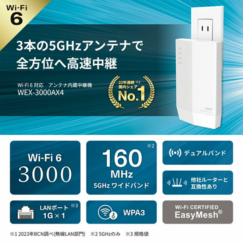 楽天市場】BUFFALO バッファロー Wi-Fi 6（11ax）対応Wi-Fi中継機 2401