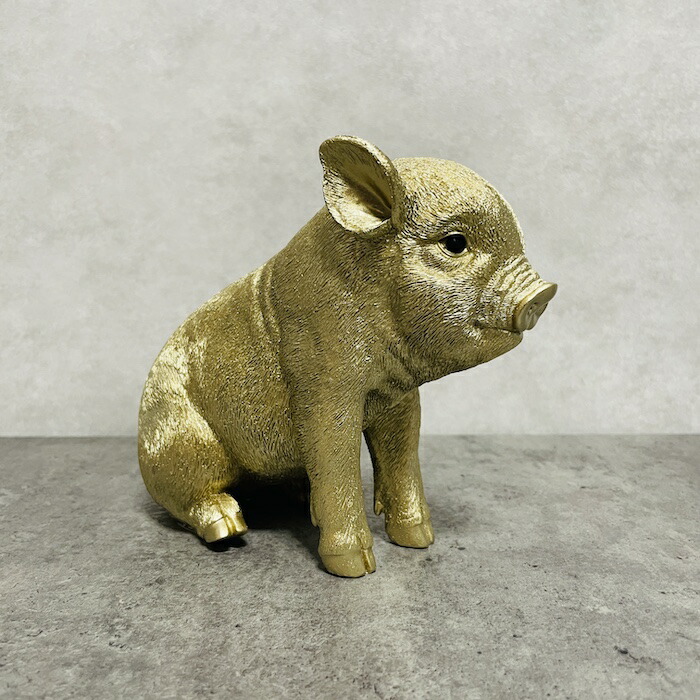 楽天市場】かわいい置物 お座り金色豚 中 ゴールデンピッグ woobia