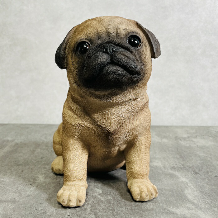 楽天市場】かわいい 犬 置物 高さ19.3cm お座り パグ woobia ウービア