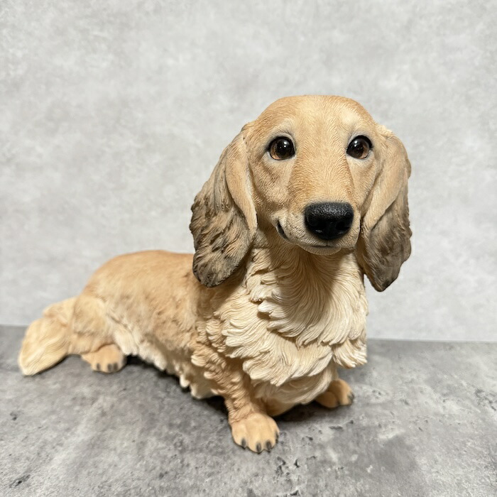 楽天市場】犬 置物 大きい ダックスフンド クリーム 大 高さ24cm