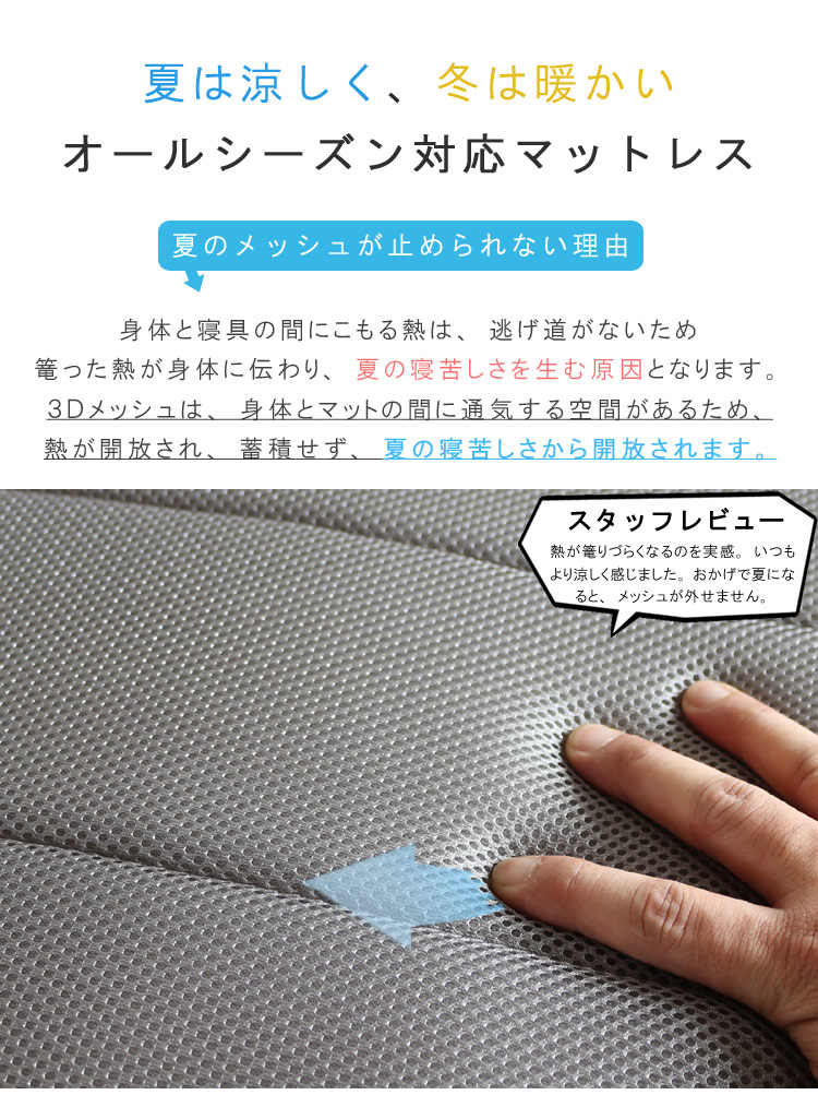 楽天市場】ポケットコイル マットレス 折りたたみ セミダブル 3分割式