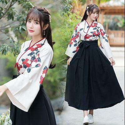 楽天市場】大正ロマン 着物 和服 レトロ 花柄 黒 ハカマ はかま