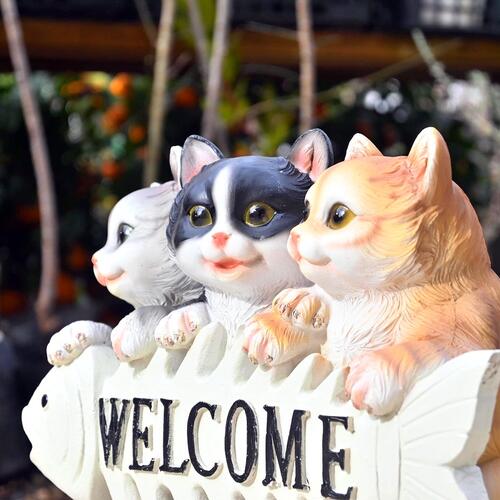 楽天市場】WELCOME ねこ 猫 キャットネコの置物 置物 ウェルカムボード