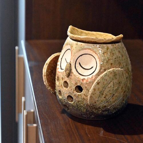 楽天市場】現品 信楽焼 フクロウ 茶香炉 アロマポットキャンドル 和風