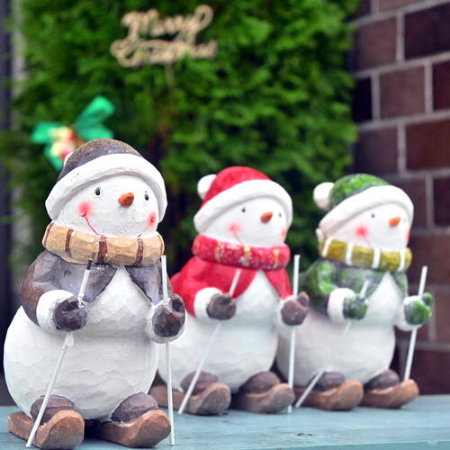 楽天市場】NEWスキースノーマン 木彫り 3つセット雪だるま 可愛い置物