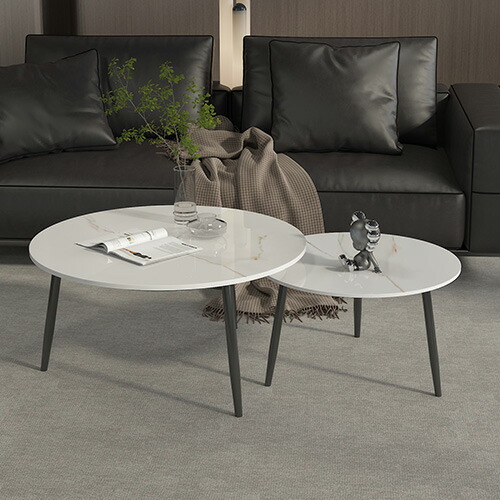 楽天市場】ネストテーブル 2個セット セラミック天板 丸 センター