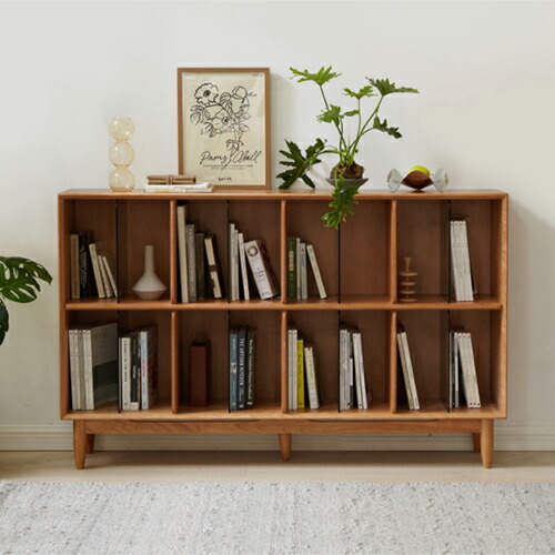 楽天市場】収納棚 天然木 ガラス 本棚 幅150cm 奥行き30cm 高さ93cm 大