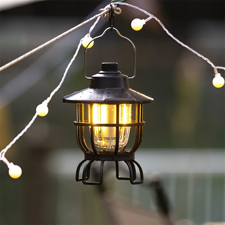 楽天市場】電気式キャンプランタンUSB充電式 type-cレトロ LEDランタン