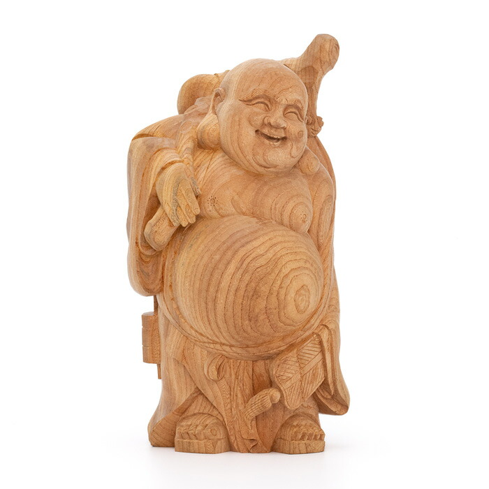 楽天市場】【 伊勢 宮忠 】【 木彫 布袋 欅 No.7 】幅18.5cm 奥行き