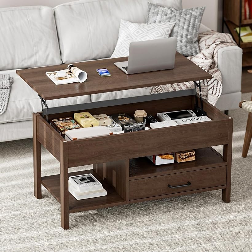 楽天市場】ローテーブル 昇降式 木製 コーヒーテーブル 引き出し付き