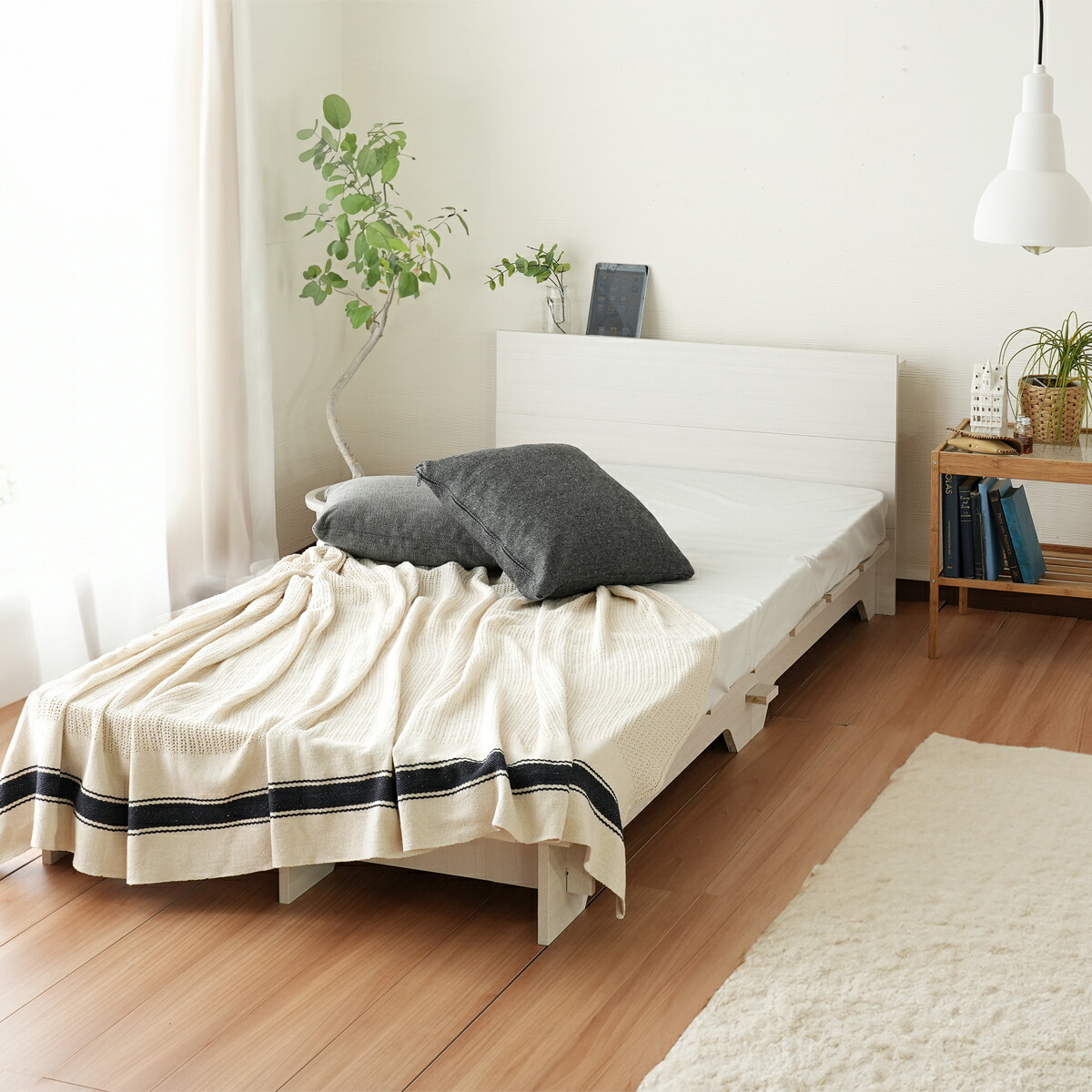 楽天市場】ネジを使わないベッド シングルサイズ W970 D2060 H600