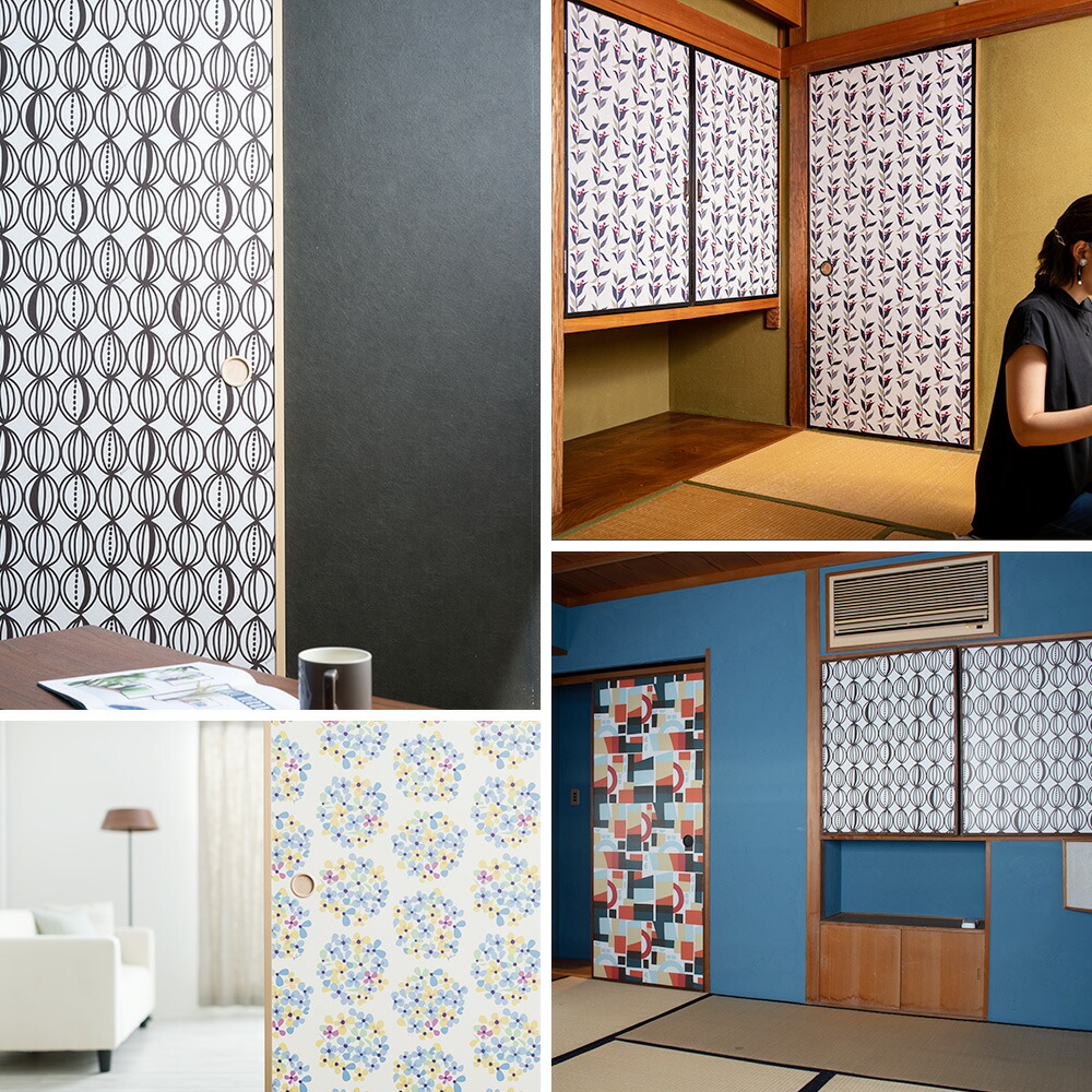 ふすまのような建具に刺繍が施しています。 【公式通販】