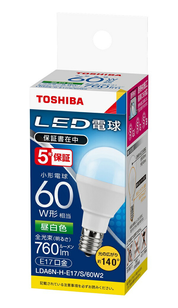 楽天市場】東芝 LDA6N-H-E17/S/60W2 LED電球 ミニクリプトン形 昼白色