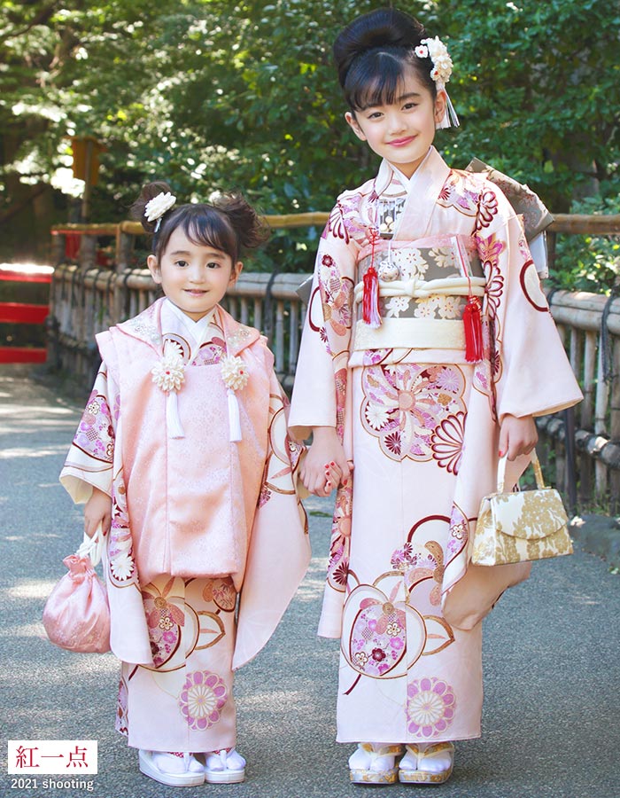 7歳 ピンク鈴 七五三 お着物・帯セット 7歳 ピンク鈴 七五三 お着物