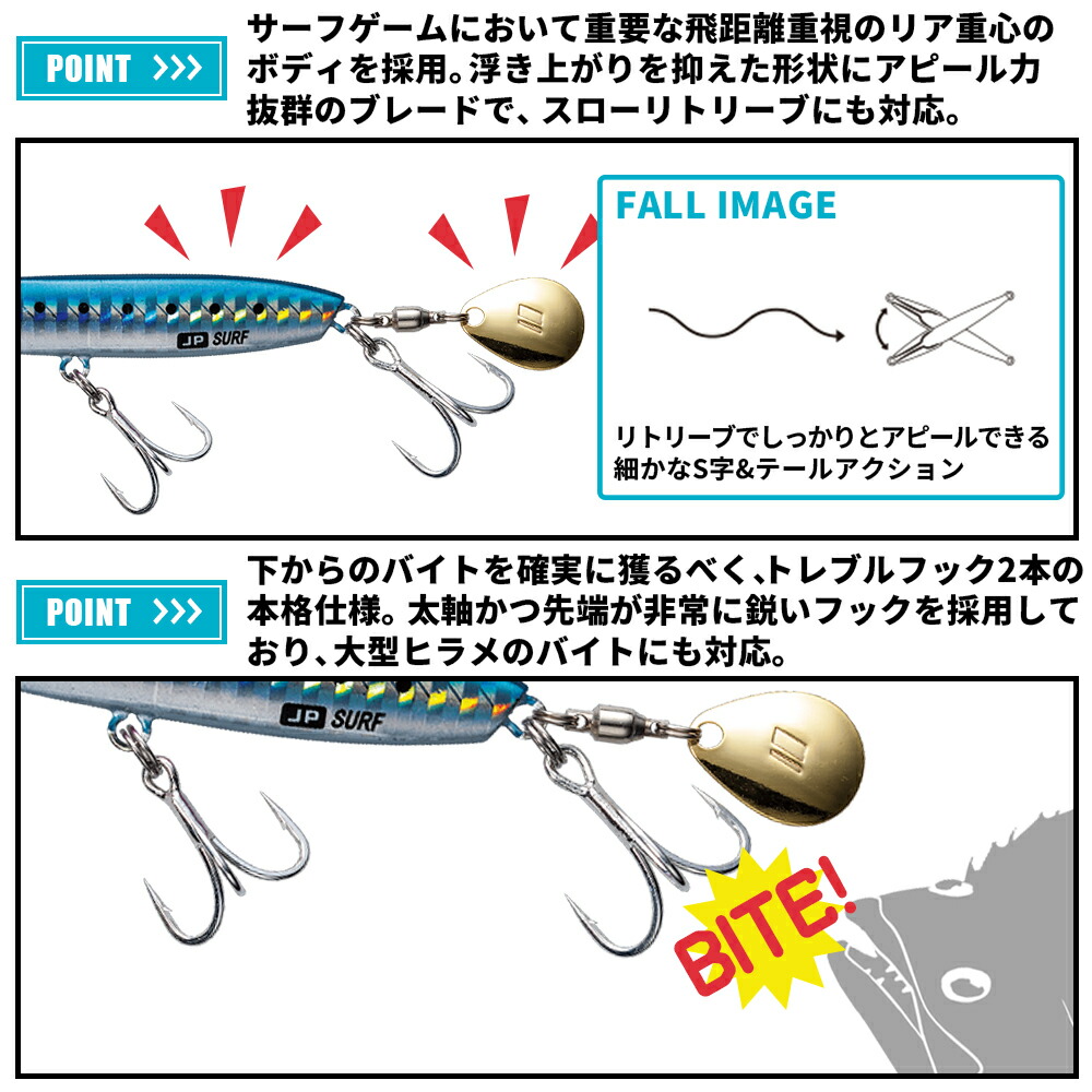 楽天市場】メジャークラフト ジグパラ サーフ 35g JPSURF35 飛脚ゆう