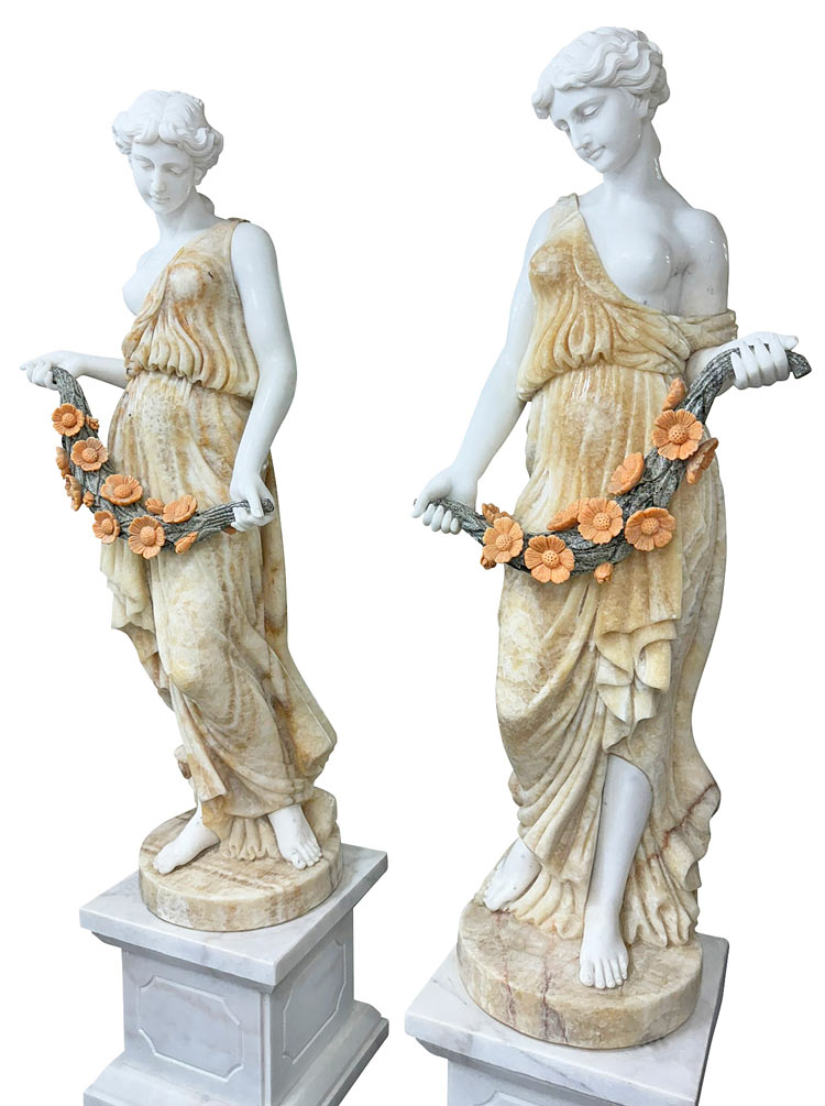 楽天市場】天然大理石彫刻 もてなしのヴィーナス ペア H192cm 薔薇