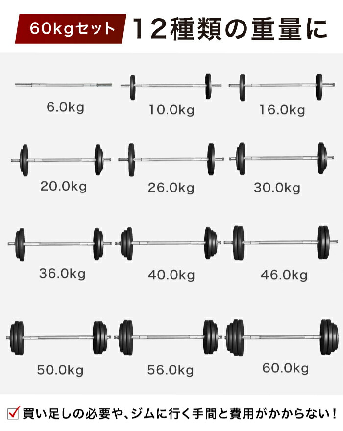 楽天市場】□3/11迄 最大1,000円OFF□ バーベル バーベルセット 40kg