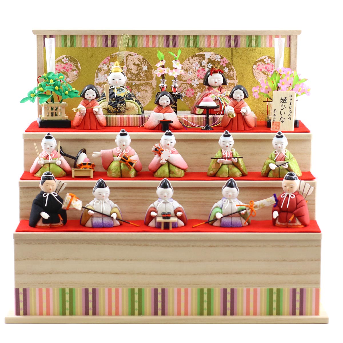楽天市場】雛人形 コンパクト 木目込み飾り 姫ひいな 木目込み 十五人