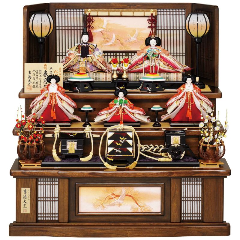 楽天市場】雛人形 コンパクト 三段飾り 京十番親王 五寸官女 五人飾り