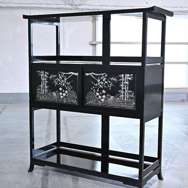 楽天市場】高級 螺鈿 茶棚 飾り シェルフ 四方 ラック キャビネット