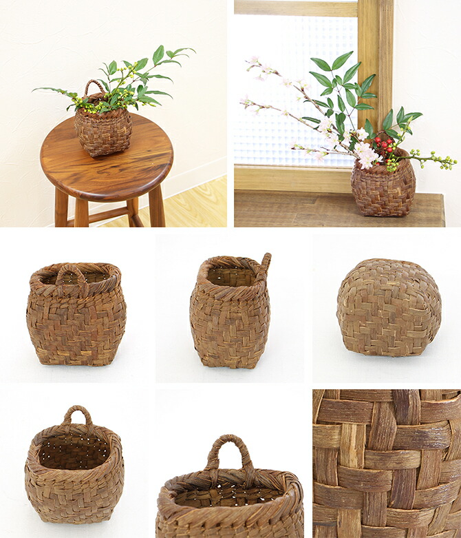 楽天市場】山葡萄 壁掛け かご 花入れ 丸壁掛け 一輪挿し 籠 花籠 掛け