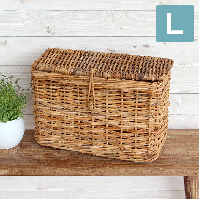 楽天市場】アラログフタ付きスリムバスケットLアラログ ラタン かご