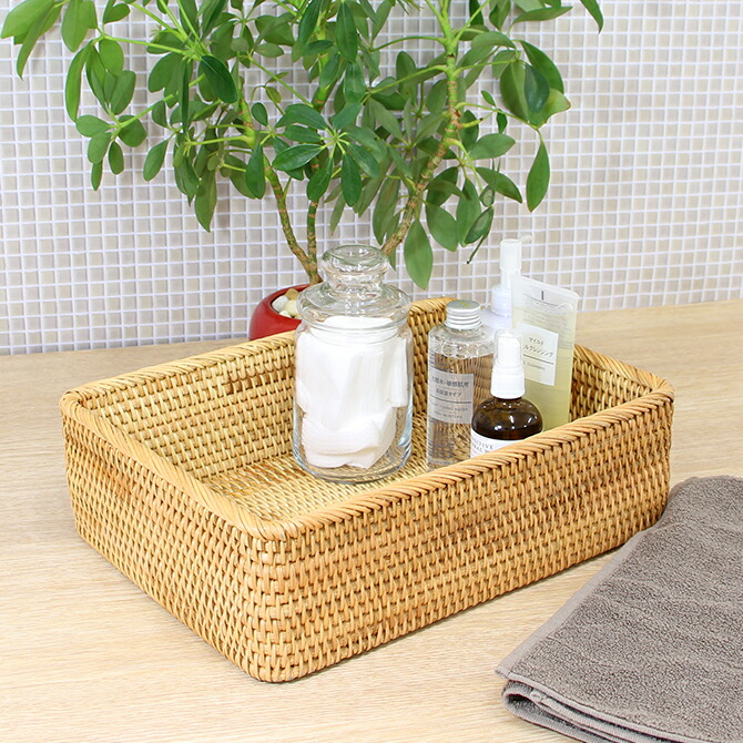 楽天市場】＼高級ベトナムラタン製／ アジアン 収納バスケットケース L