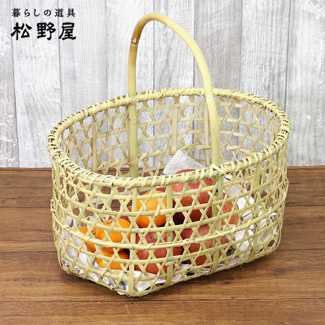 楽天市場】松野屋 根曲竹 りんご かご 大/ 日本製 カゴ 竹かご 竹細工