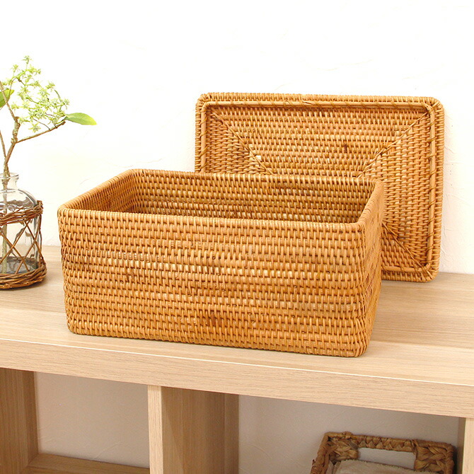 楽天市場】＼高級ベトナムラタン製／ アジアン 収納 フタ付き