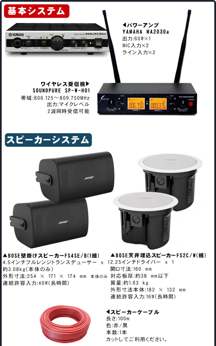 楽天市場】BOSE ボーズ 壁面取付スピーカー2基 + 天井埋込スピーカー2