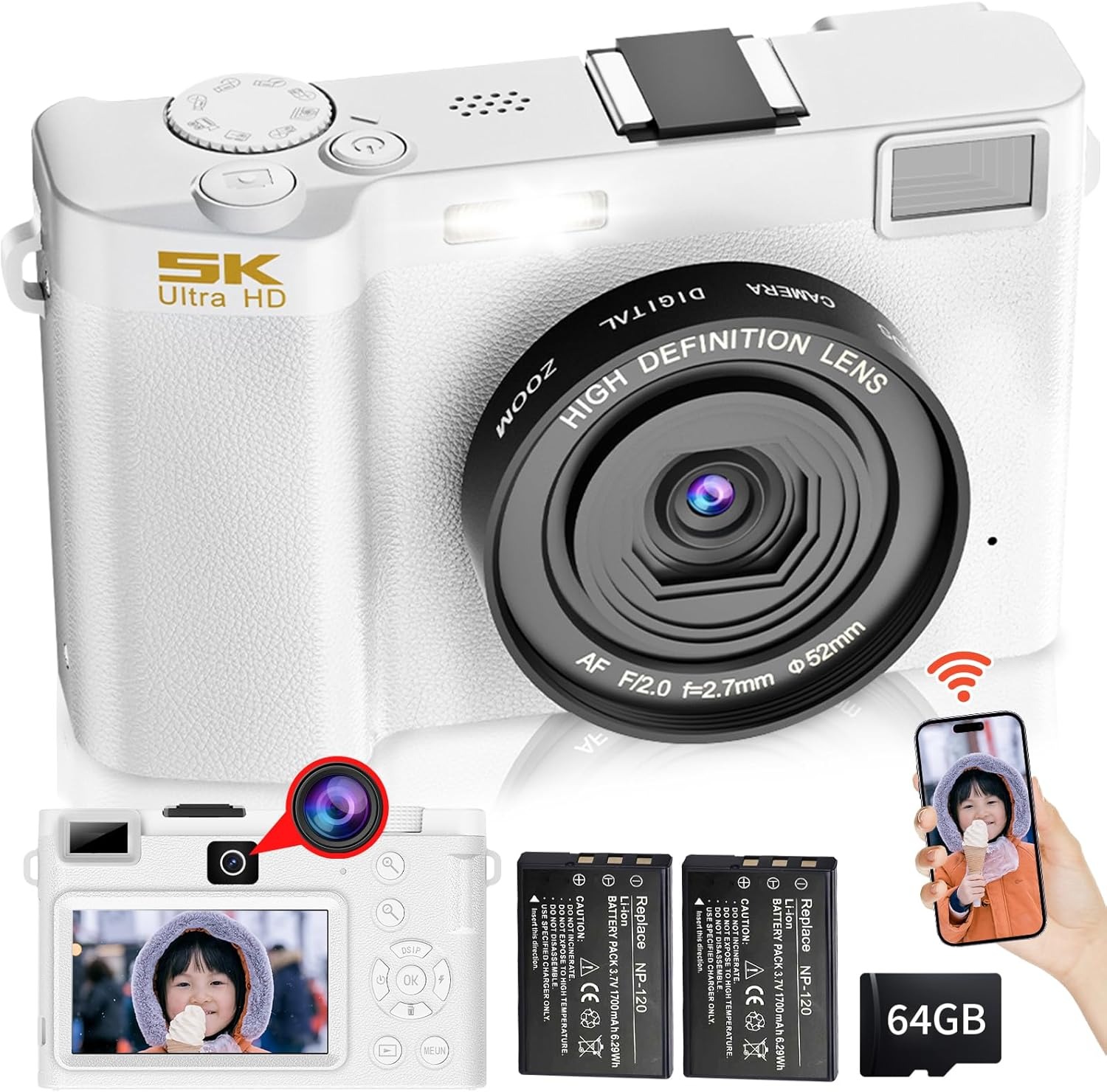 楽天市場】WIFI転送機能 デジタルカメラ スマホに送れるデジカメ 5K