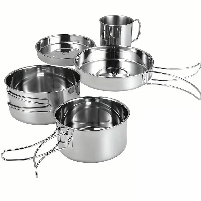 楽天市場】キャンプ用品 ステンレス 食器 5点セット クッカーセット