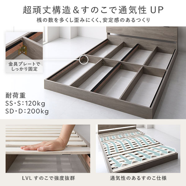 楽天市場】【RASIK】LED照明＆棚付きローベッド【Famite ファミーテ