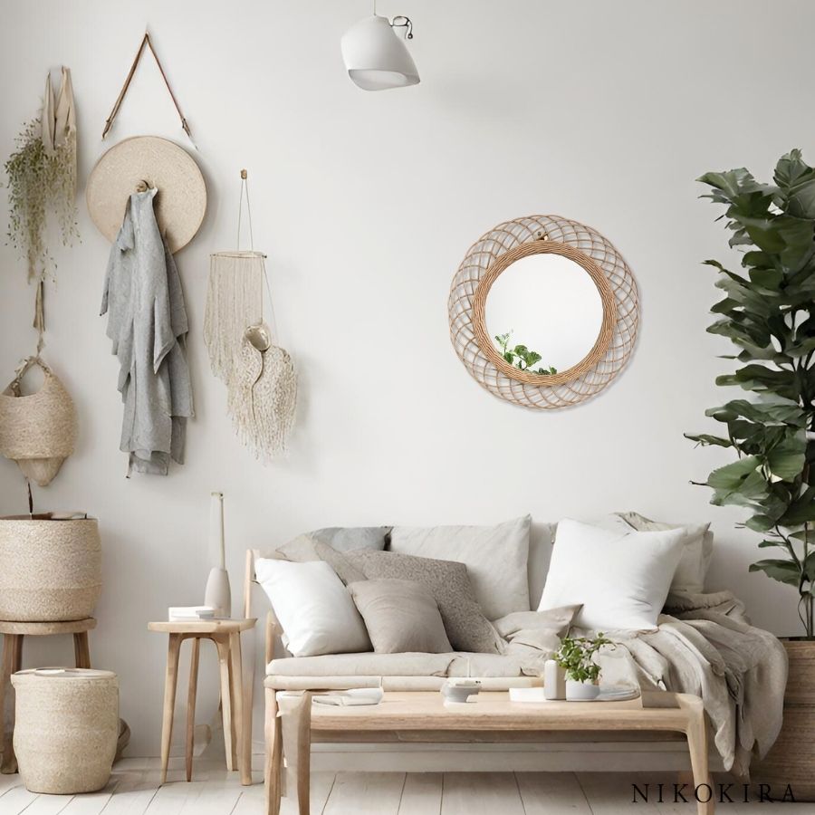 楽天市場】【10％OFFクーポン 9,590→8,631円】 鏡 壁掛け ラタン 鏡