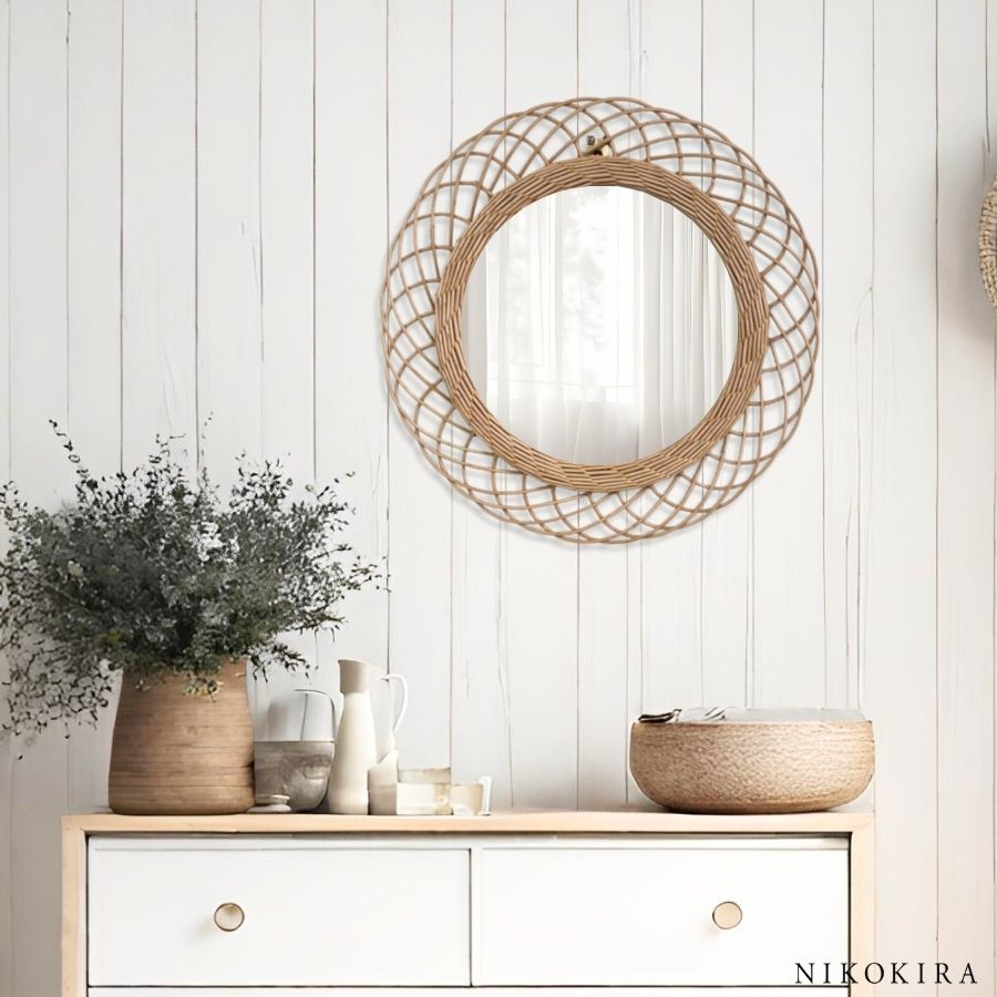 楽天市場】【10％OFFクーポン 9,590→8,631円】 鏡 壁掛け ラタン 鏡