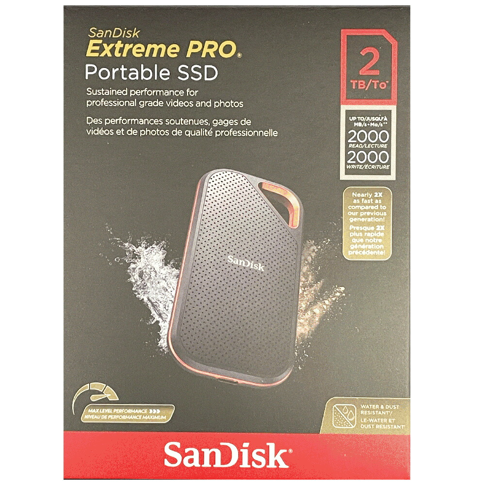 楽天市場】SanDisk SSD 外付け 2TB USB 3.2 Gen 2x2 最大2000MB/秒 防