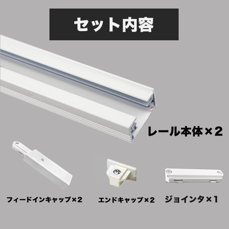 楽天市場】ダクトレール 黒 白 1m×2本組 2m ジョインタ付属 直付専用型