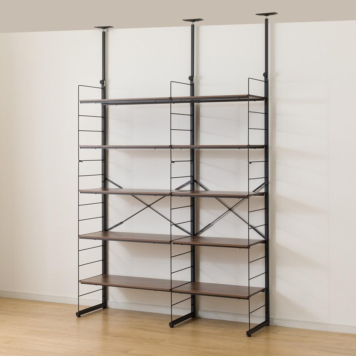 楽天市場】幅140cmセット奥行深 【幅80+60/棚板10枚】突っ張り壁面収納