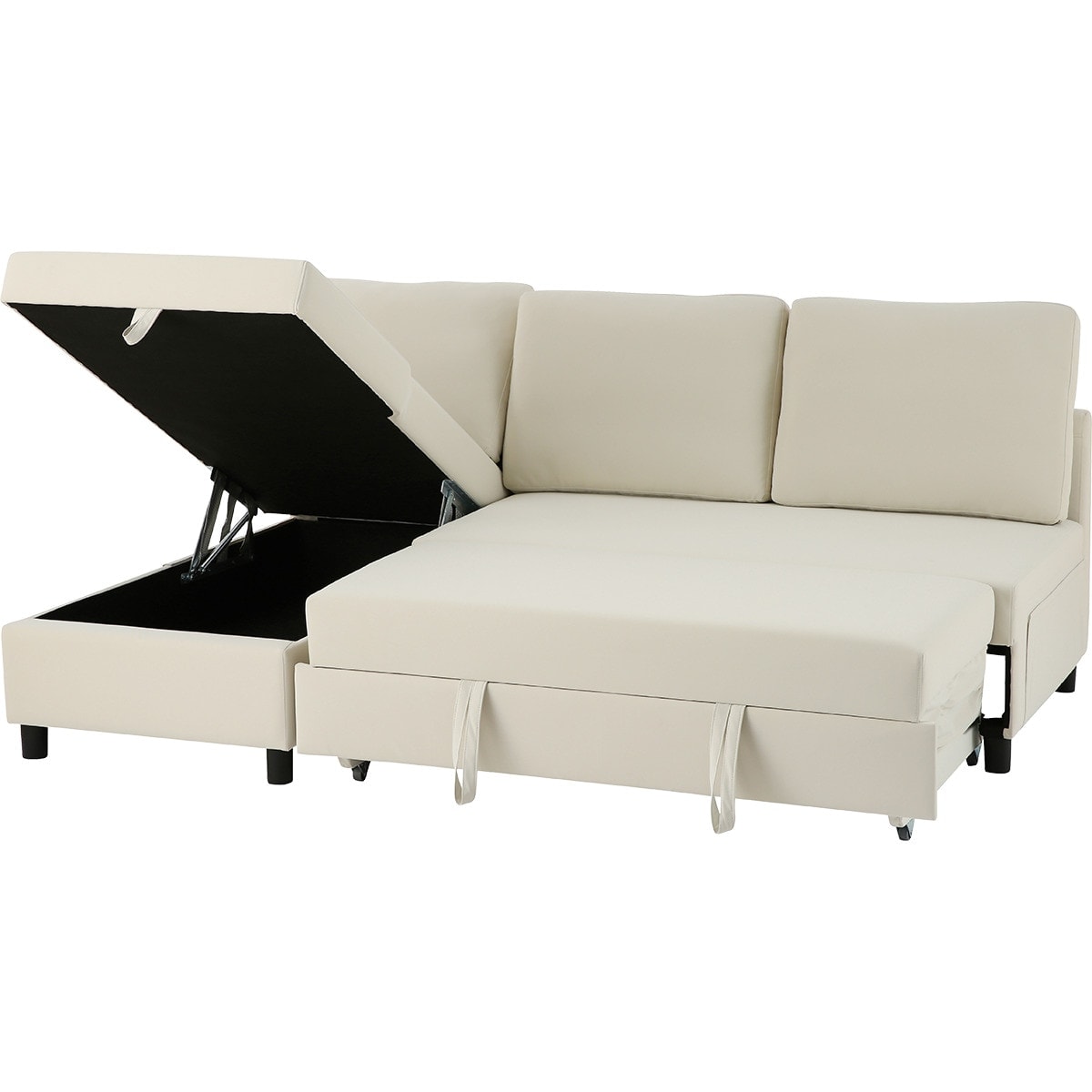 楽天市場】傷・汚れに強い合成皮革 収納付きカウチソファベッド