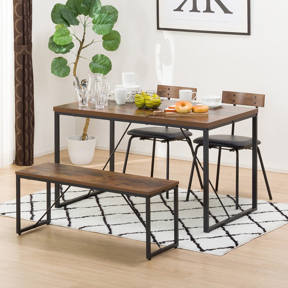 楽天市場】[幅120cm] ダイニングテーブル4点セット (DTステイン120MBR