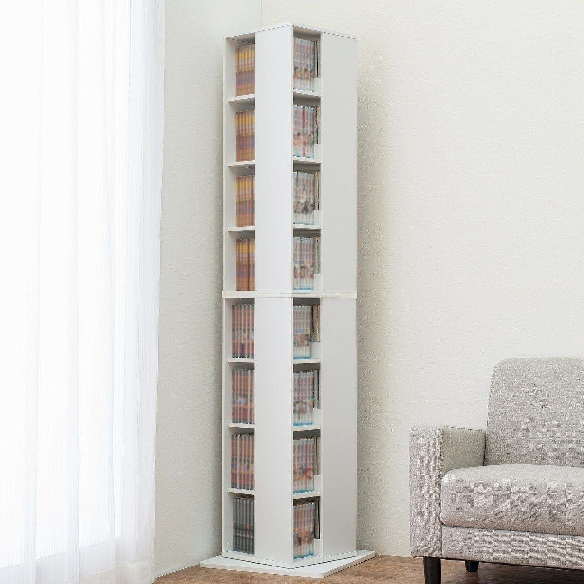 楽天市場】壁付けできる回転式コミックラック8段 （WH） ニトリ