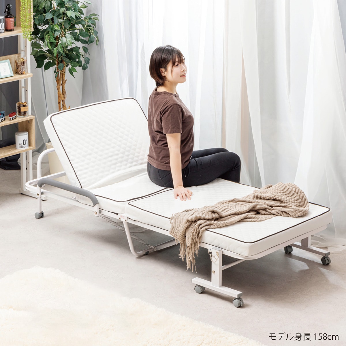 楽天市場】コンパクトセミショートシングル折りたたみベッド （幅84