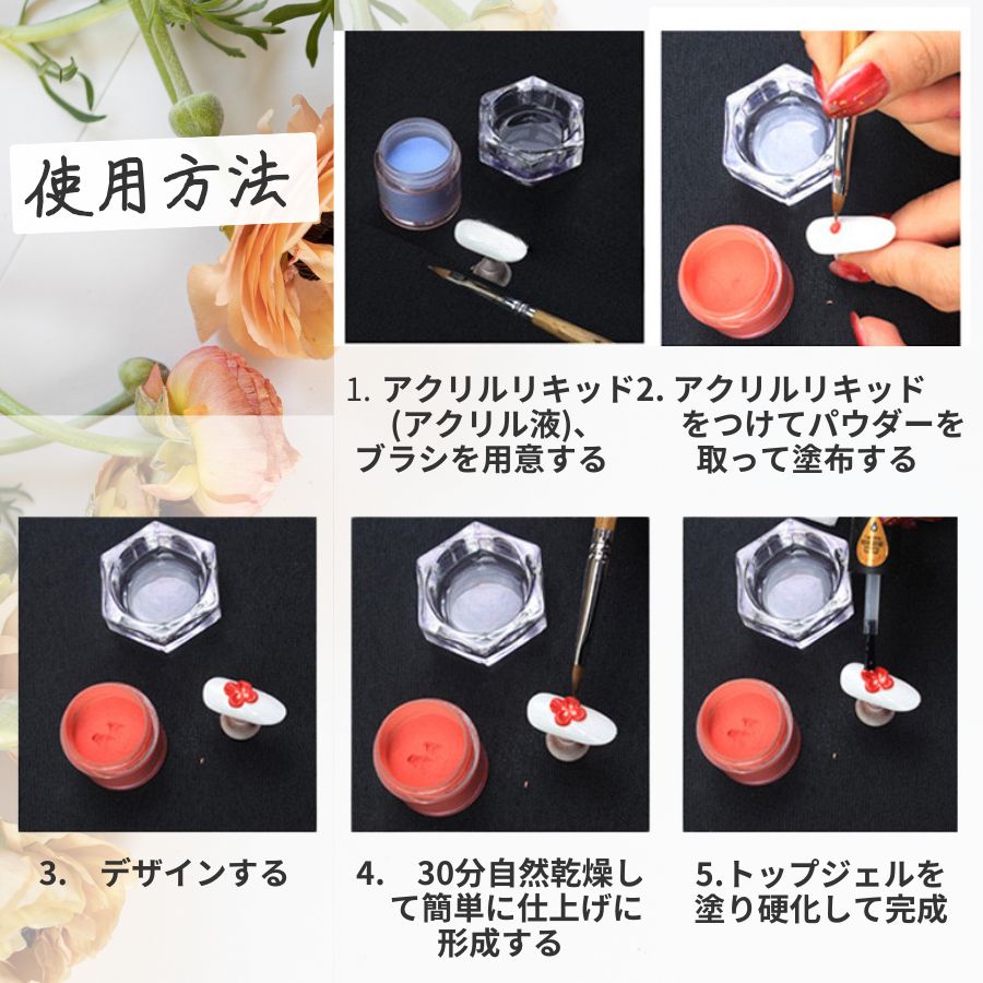 楽天市場】アクリルパウダー ジェルネイル 3Dパウダー 12色セット