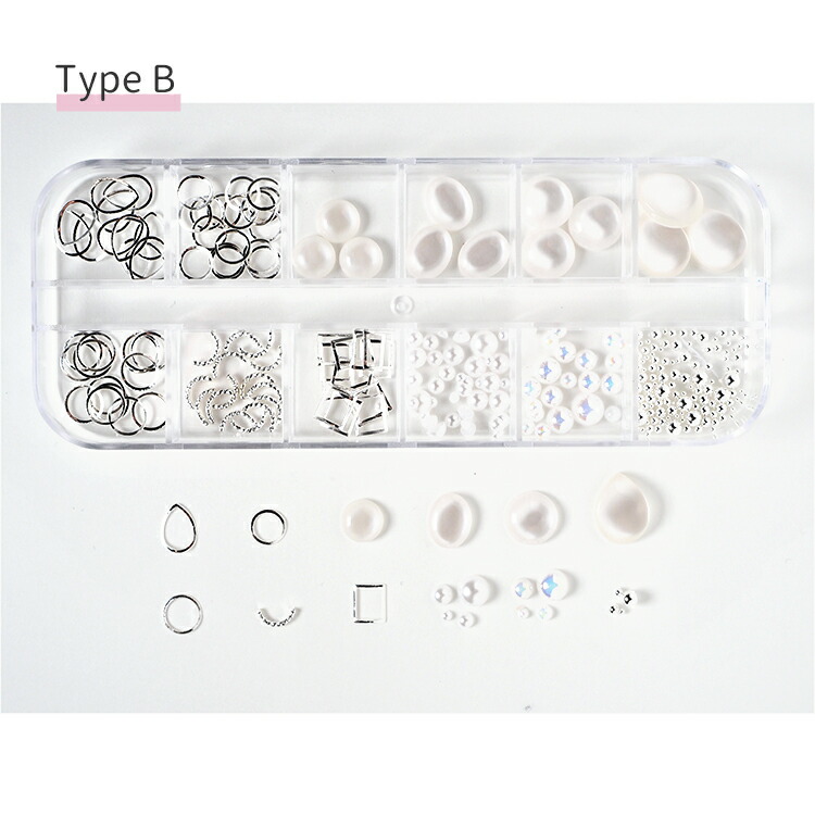 楽天市場】豪華！12種ネイルパーツセット 選べる3タイプ ネイル用品