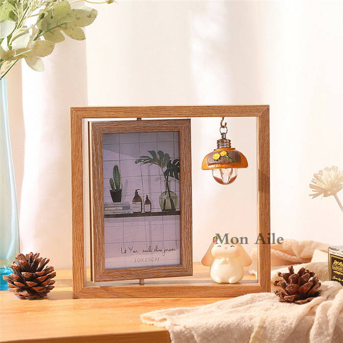 楽天市場】フォトフレーム 木製写真立て 回転 ライト付き 縦横 両面